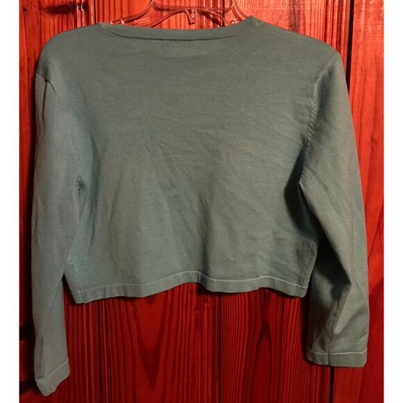 Talbots blue silk cropped cardigan size 8 - Picture 4 of 4